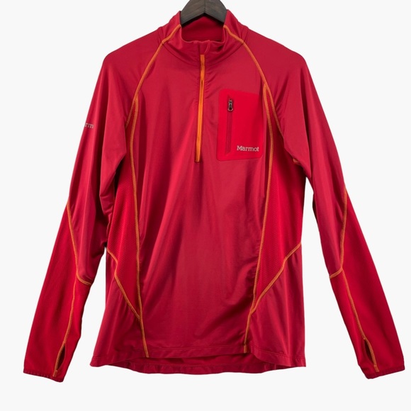 Marmot Red‎ Quarter Zip Lightweight Pullover - Picture 1 of 11